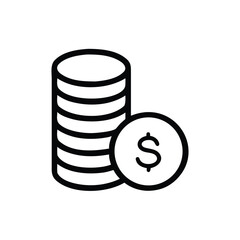 Stack of Coins with Dollar Sign Icon - Simple Money Vector Illustration