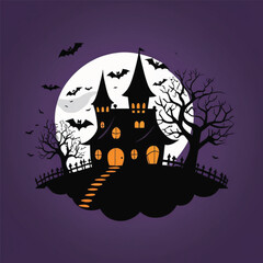 halloween background with haunted house
