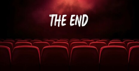 Theater ending slide with "The End" on dark red screen