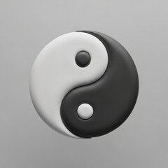 3 D Render of Yin Yang Symbol in White and Black Plastic taijitu balance