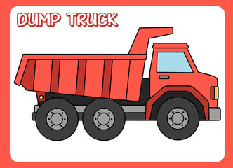 dump truck in cartoon design graphics illustration icon isolated flat vector