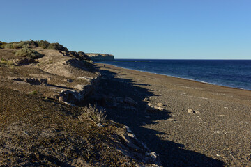 Coastal landscape in Peninsula Valdes at dusk, World Heritage Site, Patagonia Argentina