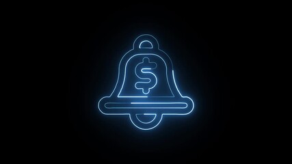 Financial Notification Animation with Glowing Lines on Black Background