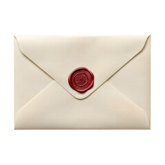 Cream envelope with red wax seal isolated on transparent background