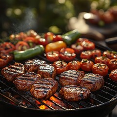 Grilled steak with vegetables