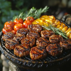 Grilled steak with vegetables