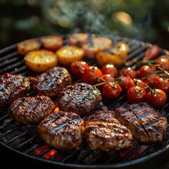 Grilled steak with vegetables