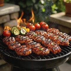 Grilled steak with vegetables