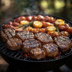 Grilled steak with vegetables