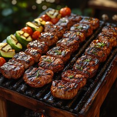 Grilled steak with vegetables