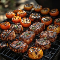 Grilled steak with vegetables