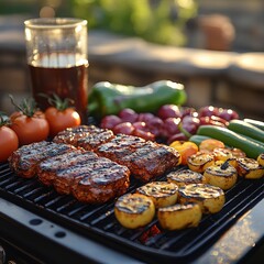 Grilled steak with vegetables
