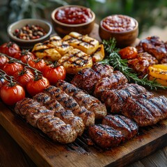 Grilled steak with vegetables