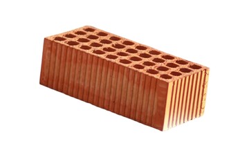 Red building bricks on white background