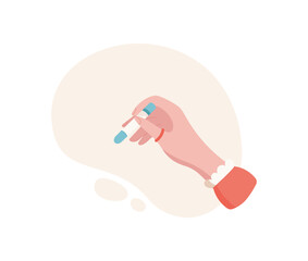 Hand holding chalk. A human character displays a gesture of holding an object. The palm shows a chalk piece, flat style, perfect for educational concepts, graphic projects, or creative illustrations.