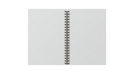 Blank open spiral notebook on white background for transparent background png  