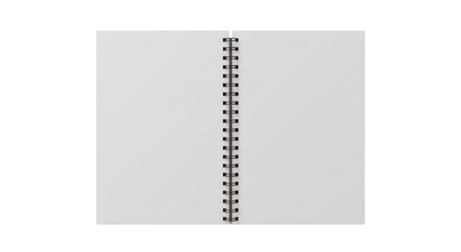 Blank open spiral notebook on white background for transparent background png  