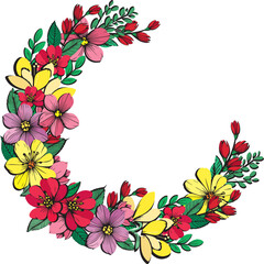 circle of colorful flowers