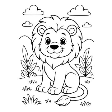 Lion Coloring Page for Kids
