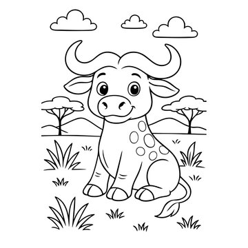 Buffalo Coloring Page for Children
