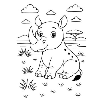 Rhinoceros Coloring Page for Kids