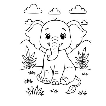Elephant Coloring Page for Kids