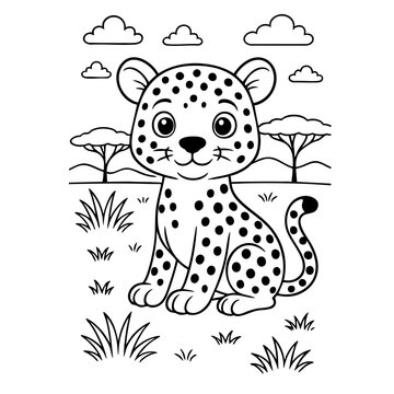 Cheetah Cartoon Coloring Page