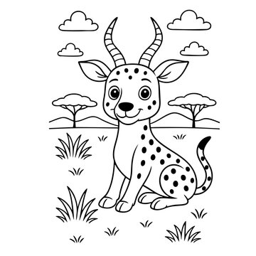 ,Antelope Coloring Page for Kids