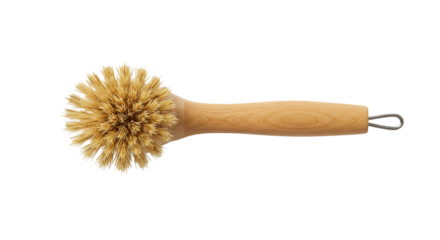 Kitchen cleaning brush with natural bristles on white background  