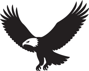 Flying Eagle Silhouette Vector - Majestic Eagle Logo Design - Black and White Bird Clipart