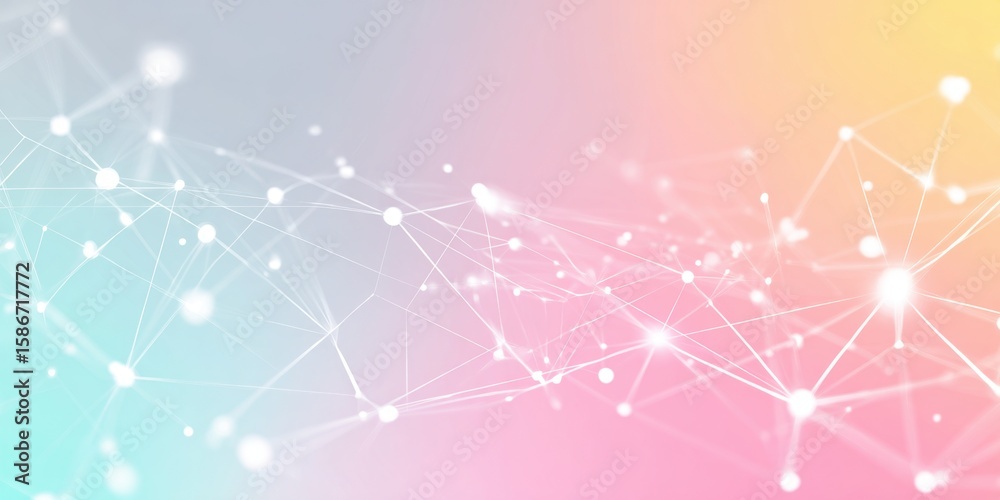 Poster abstract background with white lines and dots, a light gray gradient, and geometric shapes forming t