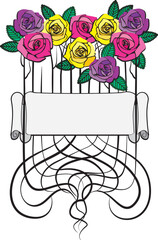 roses border frame with text box