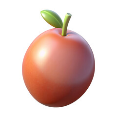 3d realistic red apple with leaf isolated on transparent background