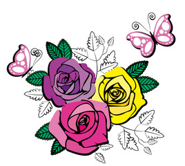 roses with butterflies