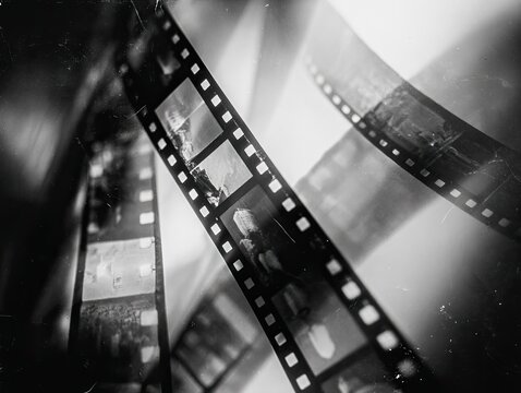Filmstrips, memories, darkroom, blurry background, nostalgic