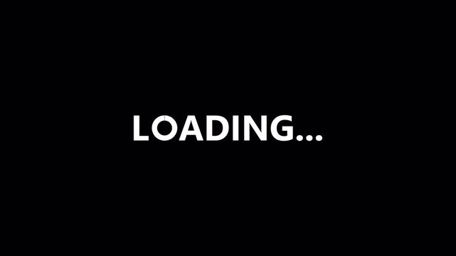 Digital loading screen message with "Please Wait" on black background, ideal for app interfaces, etc
