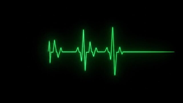 Green pulse waveform moving in dark space  