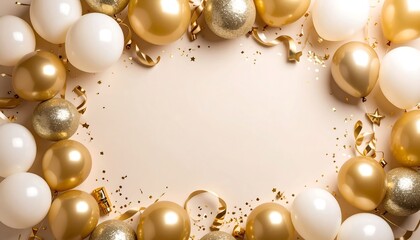 Festive Balloon Border on Beige Background