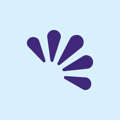 Ilustrasi bentuk kipas ungu dengan lima elemen mengarah keluar di latar biru muda. Desain modern dan minimalis cocok untuk tema teknologi, bisnis, atau kreativitas.