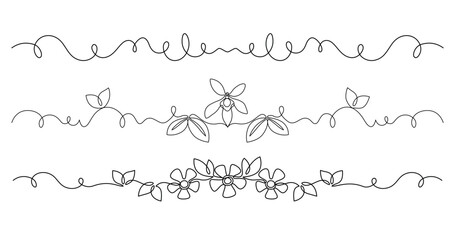 Obraz premium Set of frames and borders with intricate lines and colors, drawn in continuous line in minimalist style, design elements, abstraction, natural aesthetics, one line, editable vector contour.