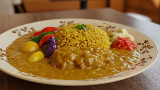 Rich and Flavorful Curry Served with Steamed Rice &ndash; Spiced Sauce with Meat or Vegetables, Aromatic Herbs and Creamy Texture, Traditional Asian Comfort Food