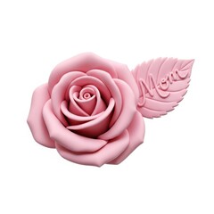 Pink 3 D Rose with Mom Leaf Decoration pink rose plastic 3d