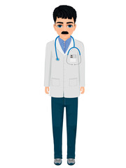 a middle aged male doctor in a lab coat