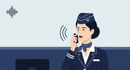 Flight Attendant Broadcasts An Important Announcement To Passengers On The Plane