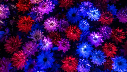 Vibrant flowers in various shades of glowing color