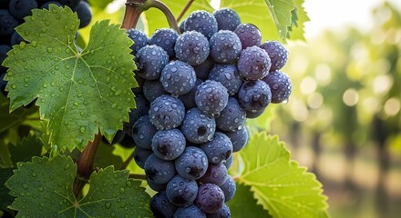 Fototapeta premium Fresh Grapes with Water Drops Close Up Photo
