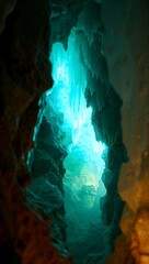 Teal Ice Cave Formation