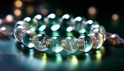 close up of transparent bead bracelet