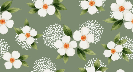 Obraz premium Vibrant Botanical Array An Illustrated Garden of Tropical Leaves and Flora on Light Green Background