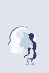 Communication, Man, woman, relationship, couple, Breakdown, Mind, Panic, Psychology, Therapy, Business, Soul, Trauma, Depression, Healing, Thoughts, Artwork, Vector